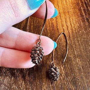 Bronze Antiqued Pinecone Drop Earrings